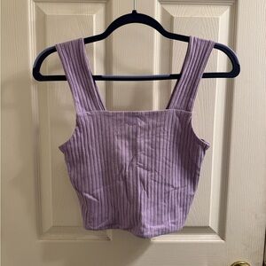 American Eagle Outfitters Lavender Ribbed Cropped Tank Top